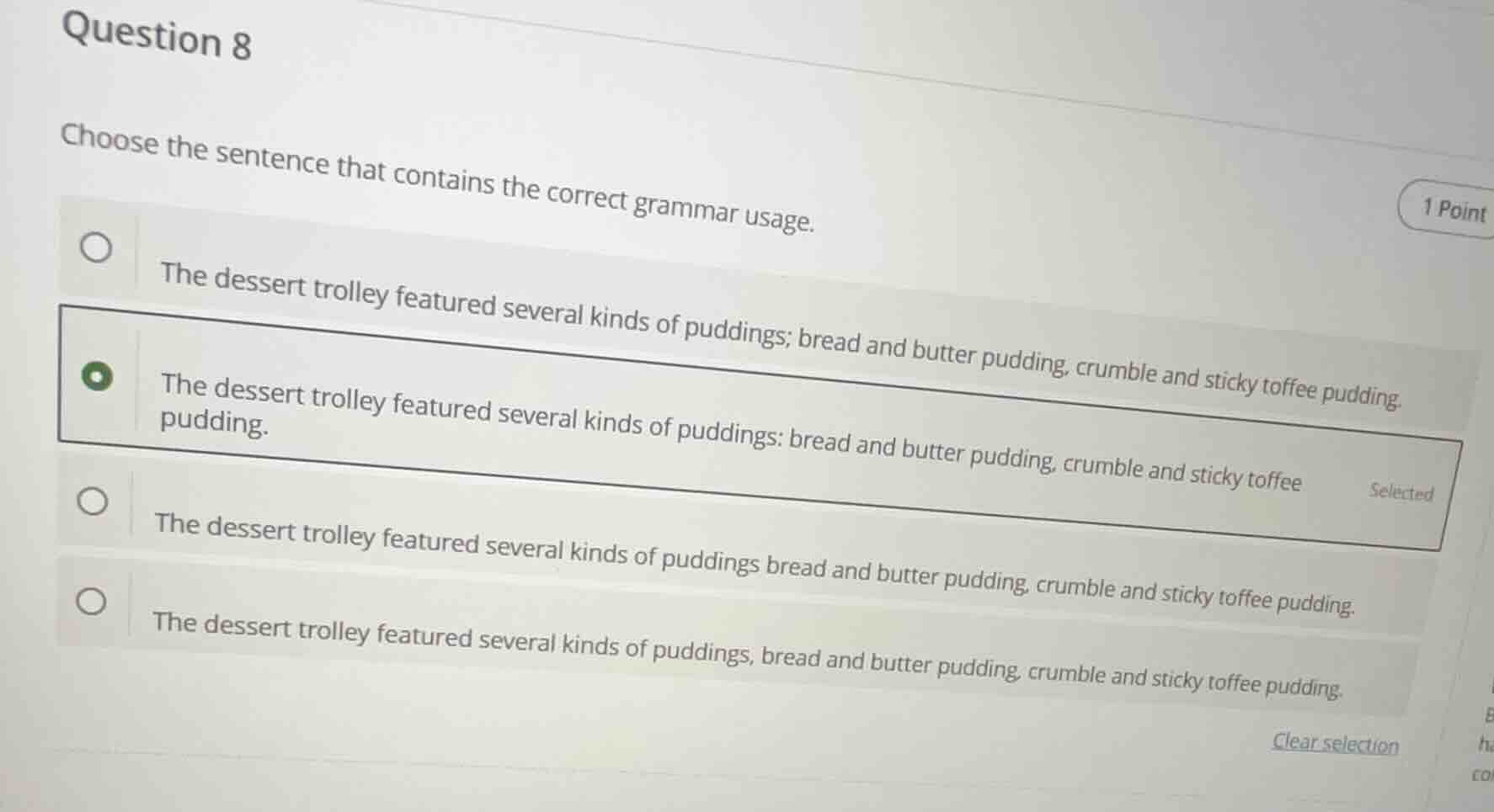 question 8 choose the sentence that contains the correct grammar usage.…