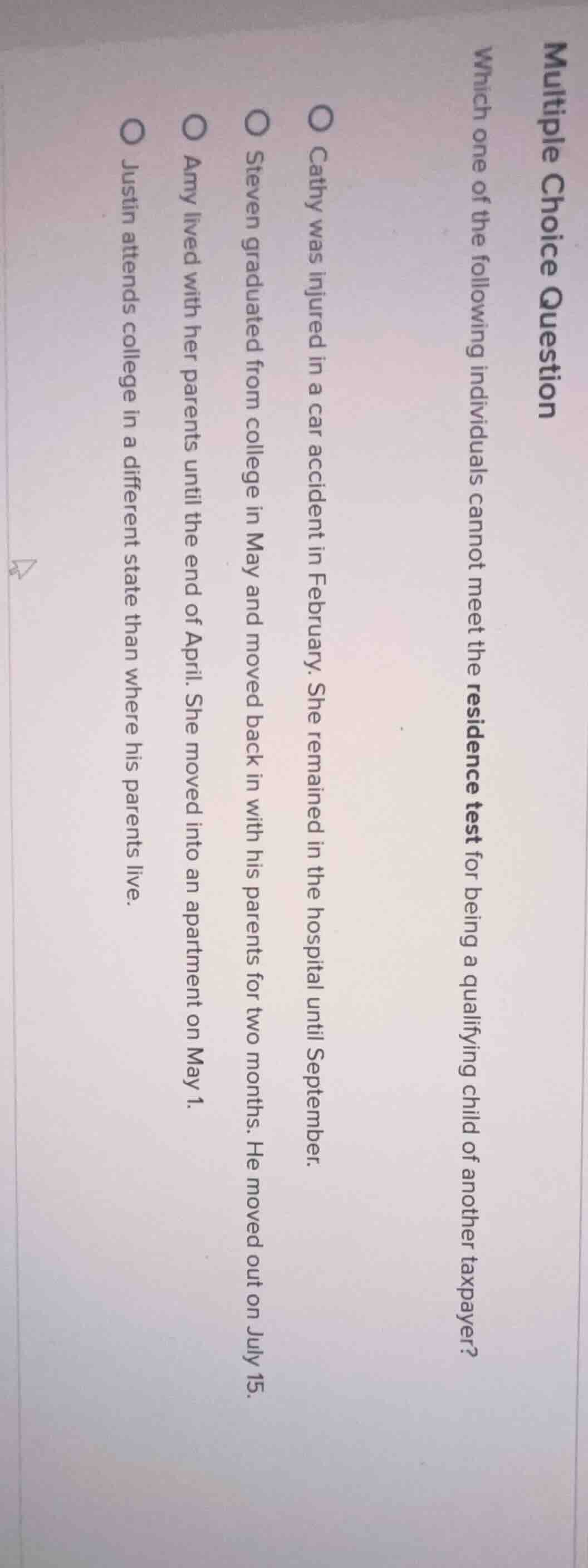 multiple choice question which one of the following individuals cannot …