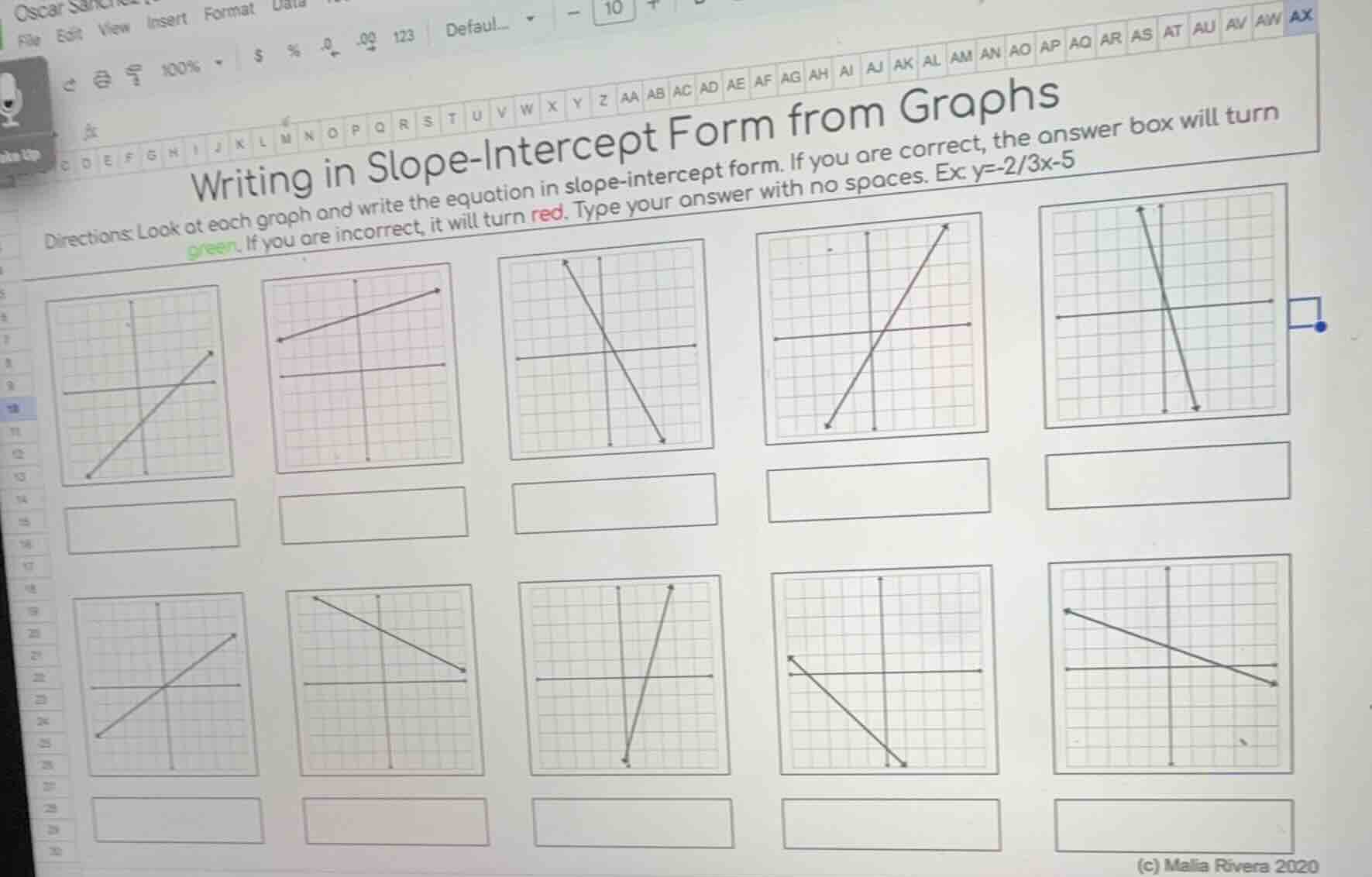 writing in slope-intercept form from graphs directions: look at each gr…