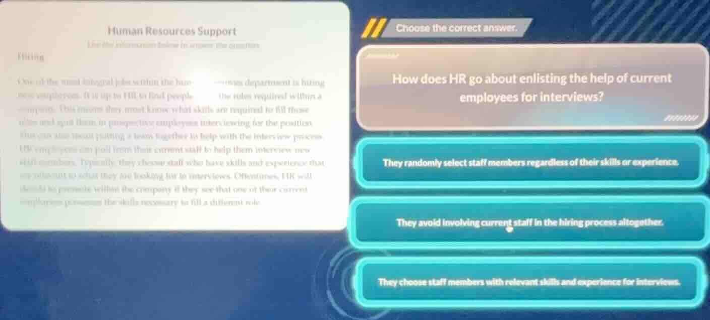 human resources support use the information below to answer the questio…
