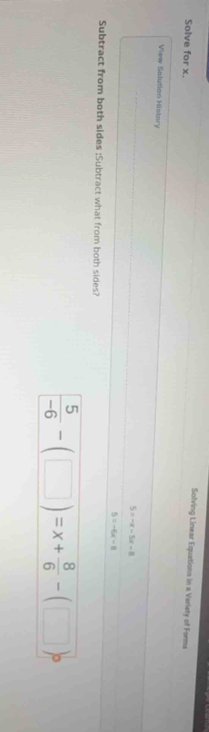 solve for x. view solution history subtract from both sides: subtract w…
