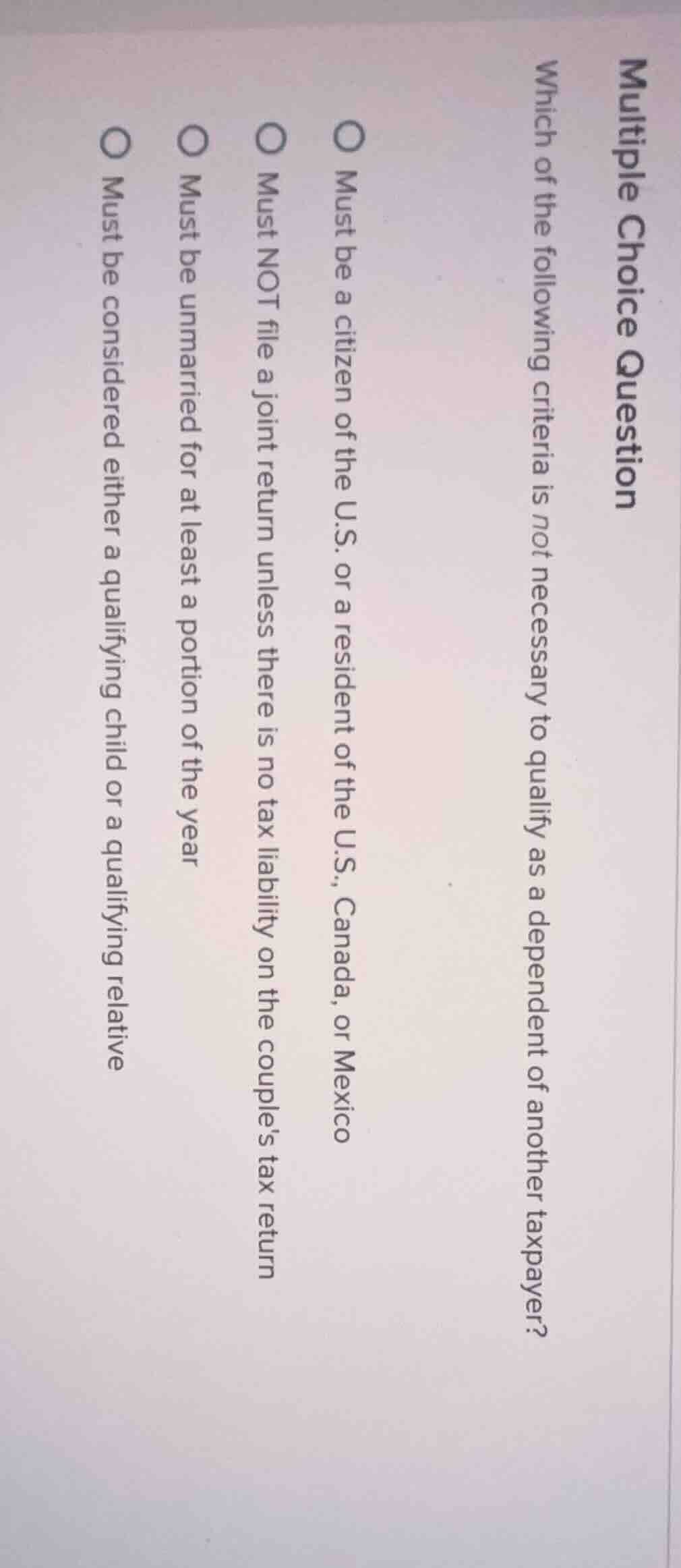 multiple choice question which of the following criteria is not necessa…