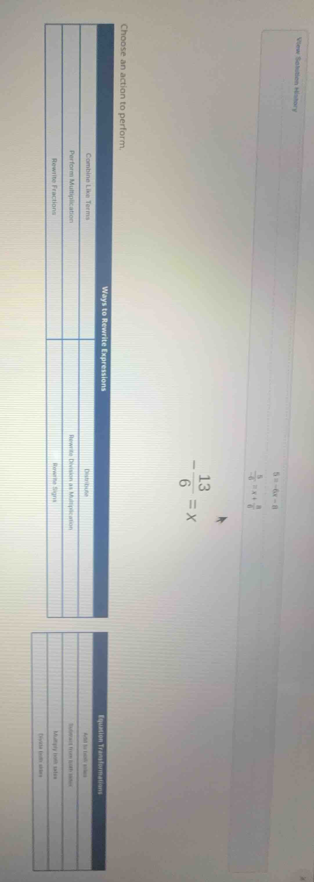 choose an action to perform. ways to rewrite expressions combine like t…