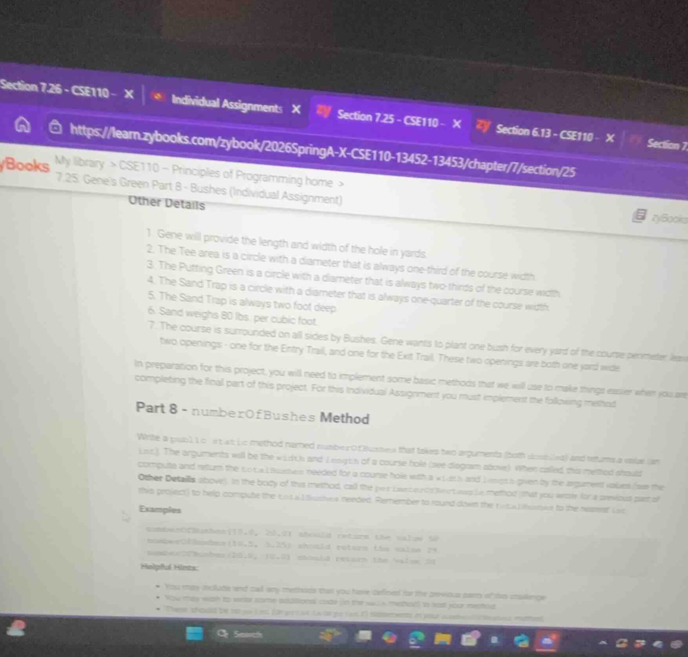 section 7.26 - cse110 - x | individual assignments: x | section 7.25 - …