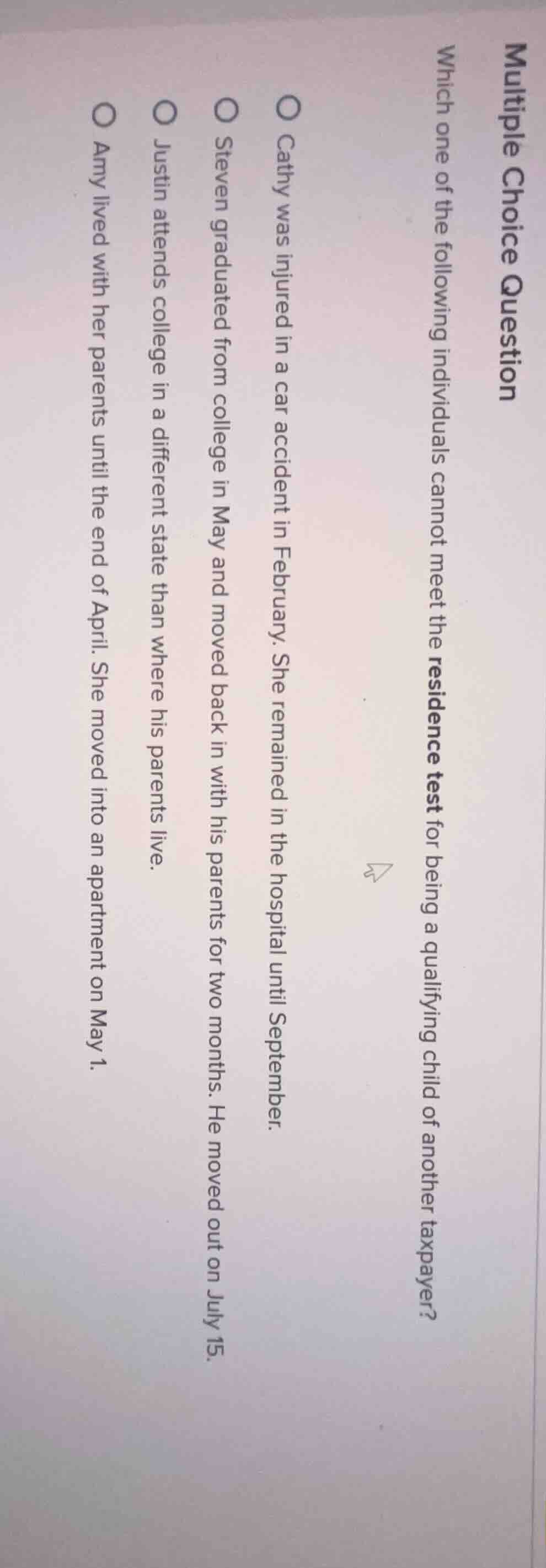 multiple choice question which one of the following individuals cannot …