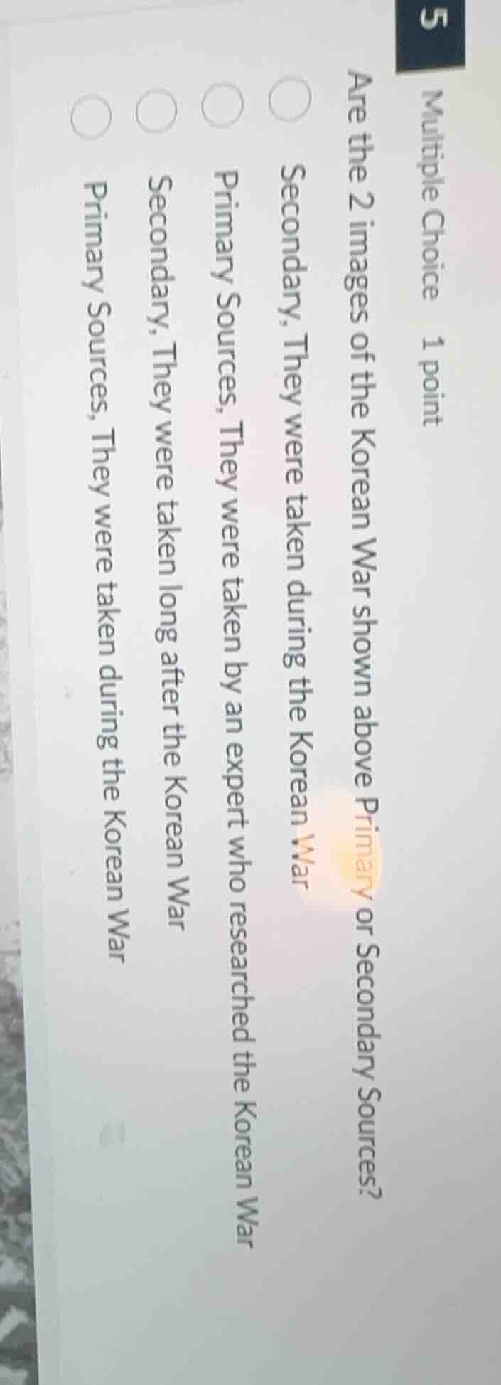 multiple choice 1 point are the 2 images of the korean war shown above …