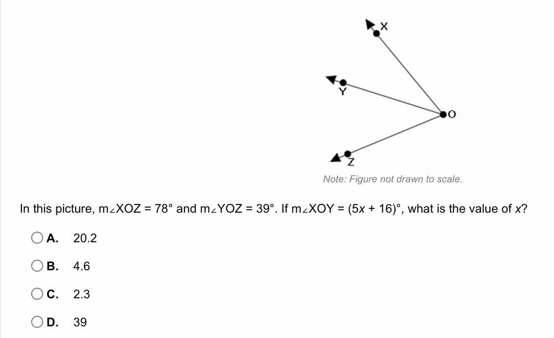note: figure not drawn to scale. in this picture, ( mangle xoz = 78^cir…