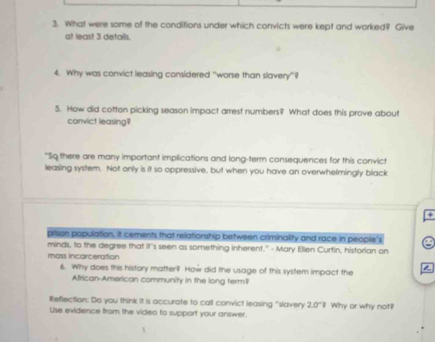 3. what were some of the conditions under which convicts were kept and …