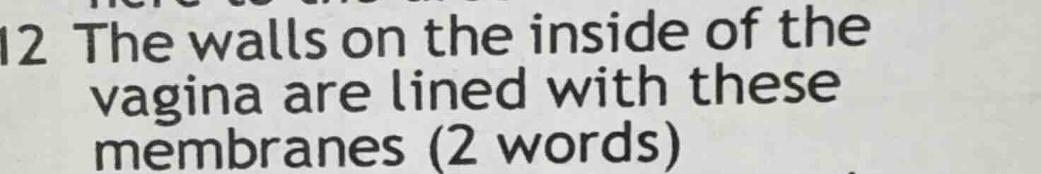 12 the walls on the inside of the vagina are lined with these membranes…