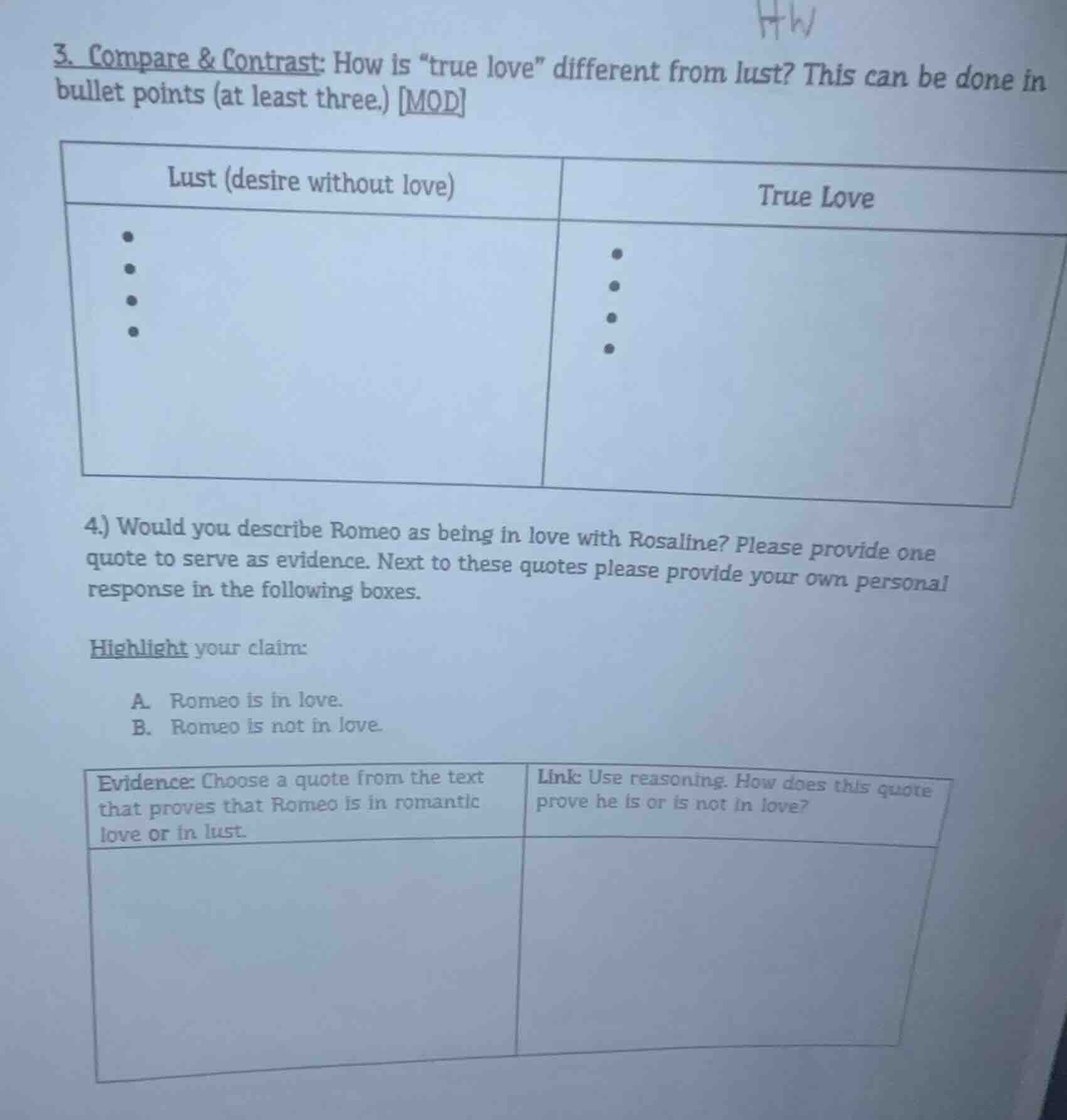 3. compare & contrast: how is \true love\ different from lust? this can…