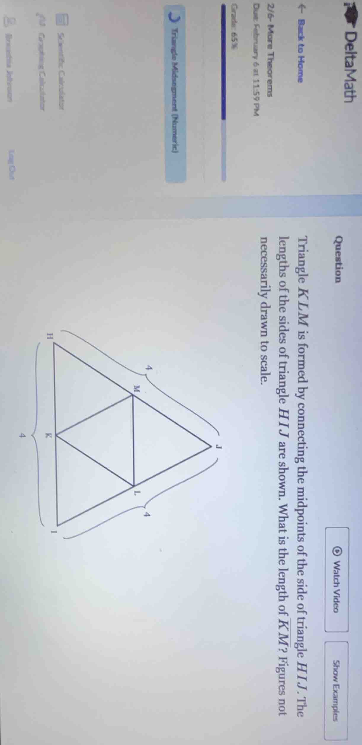 question triangle klm is formed by connecting the midpoints of the side…