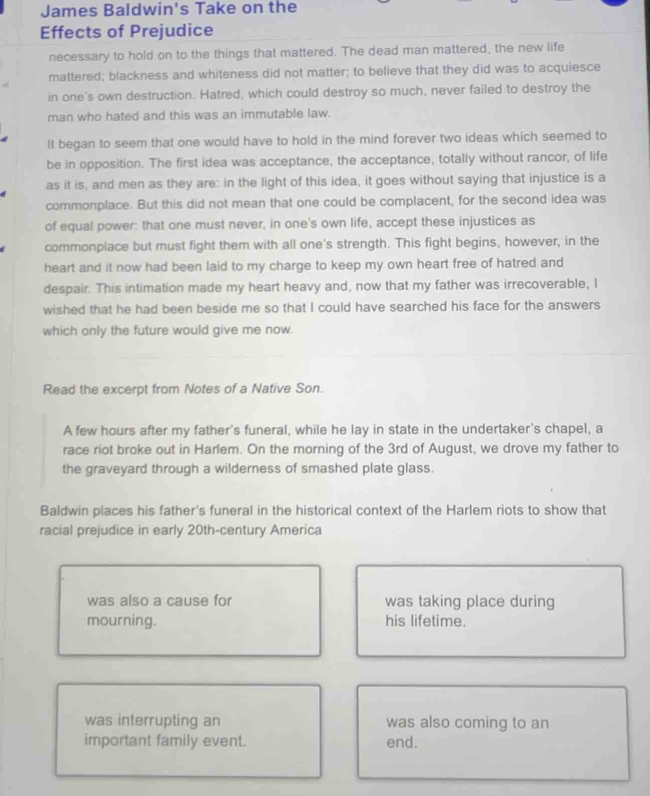 james baldwins take on the effects of prejudice necessary to hold on to…