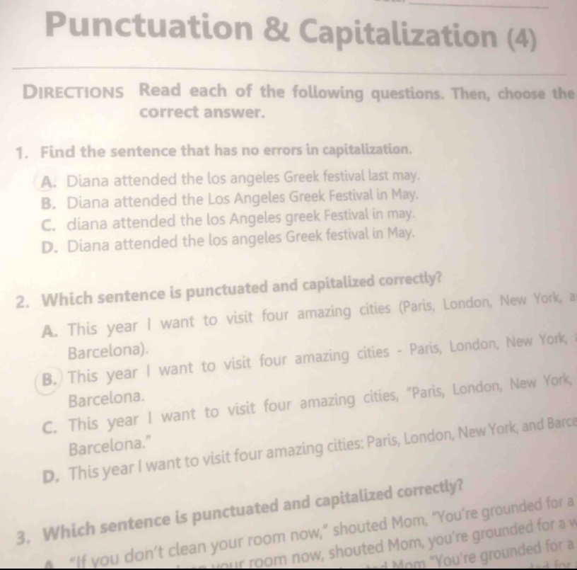 punctuation & capitalization (4) directions read each of the following …