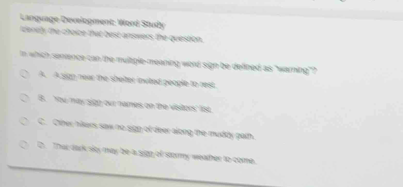 language development: word study identify the choice that best answers …