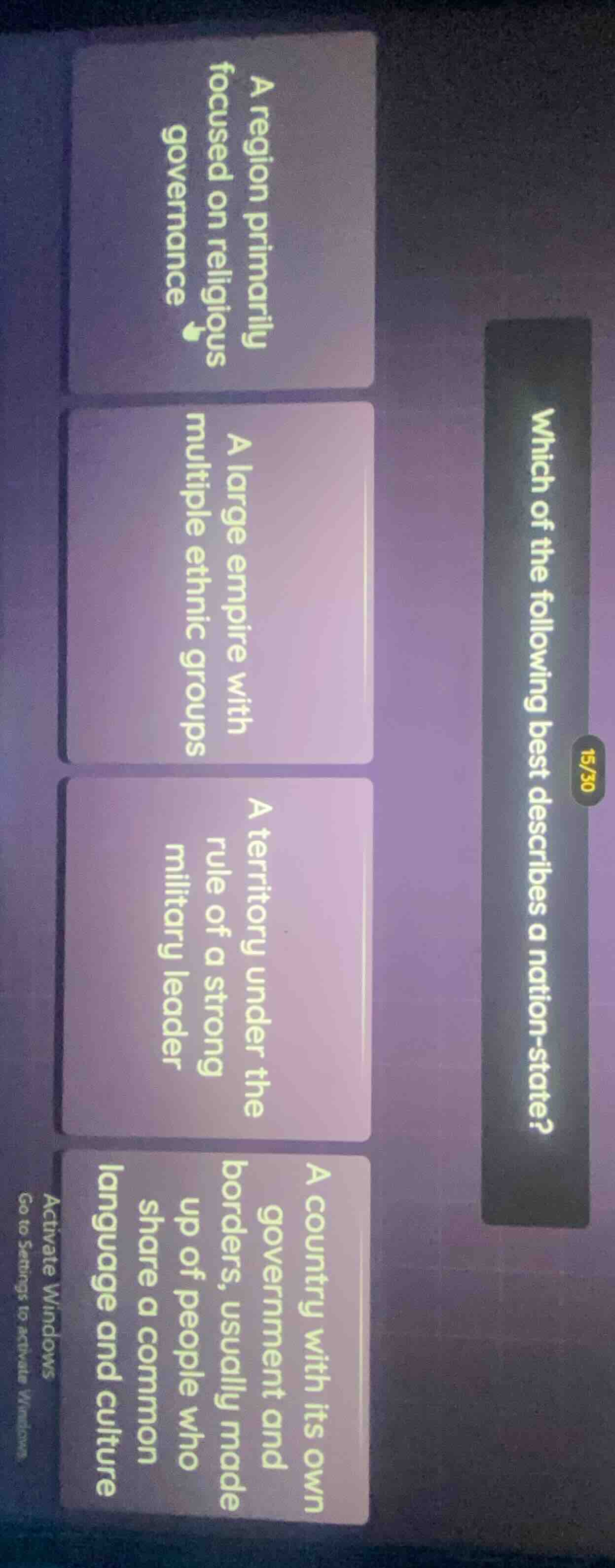 which of the following best describes a nation - state? a region primar…