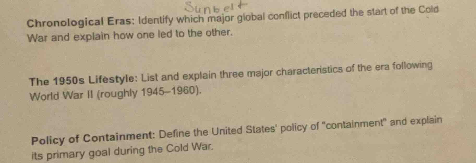 chronological eras: identify which major global conflict preceded the s…