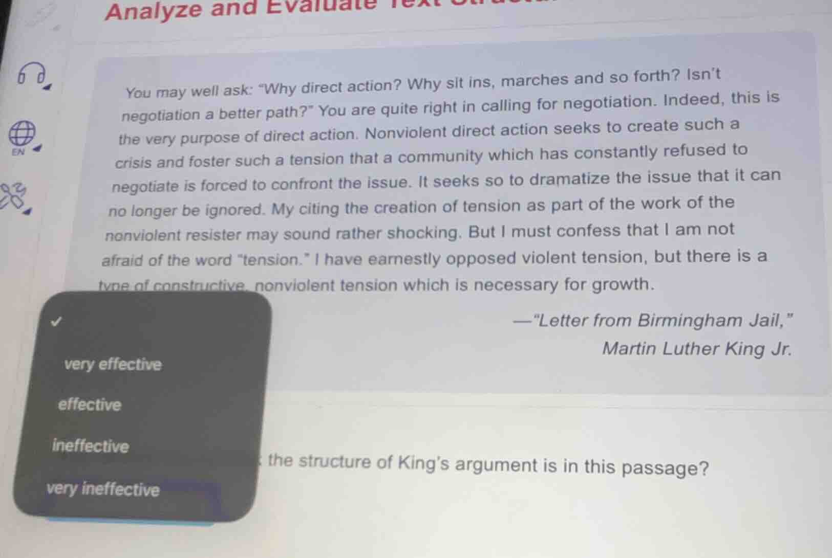 you may well ask: \why direct action? why sit ins, marches and so forth…