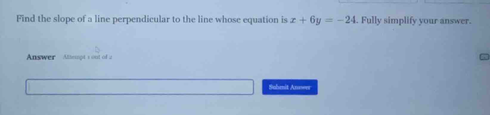 find the slope of a line perpendicular to the line whose equation is ( …