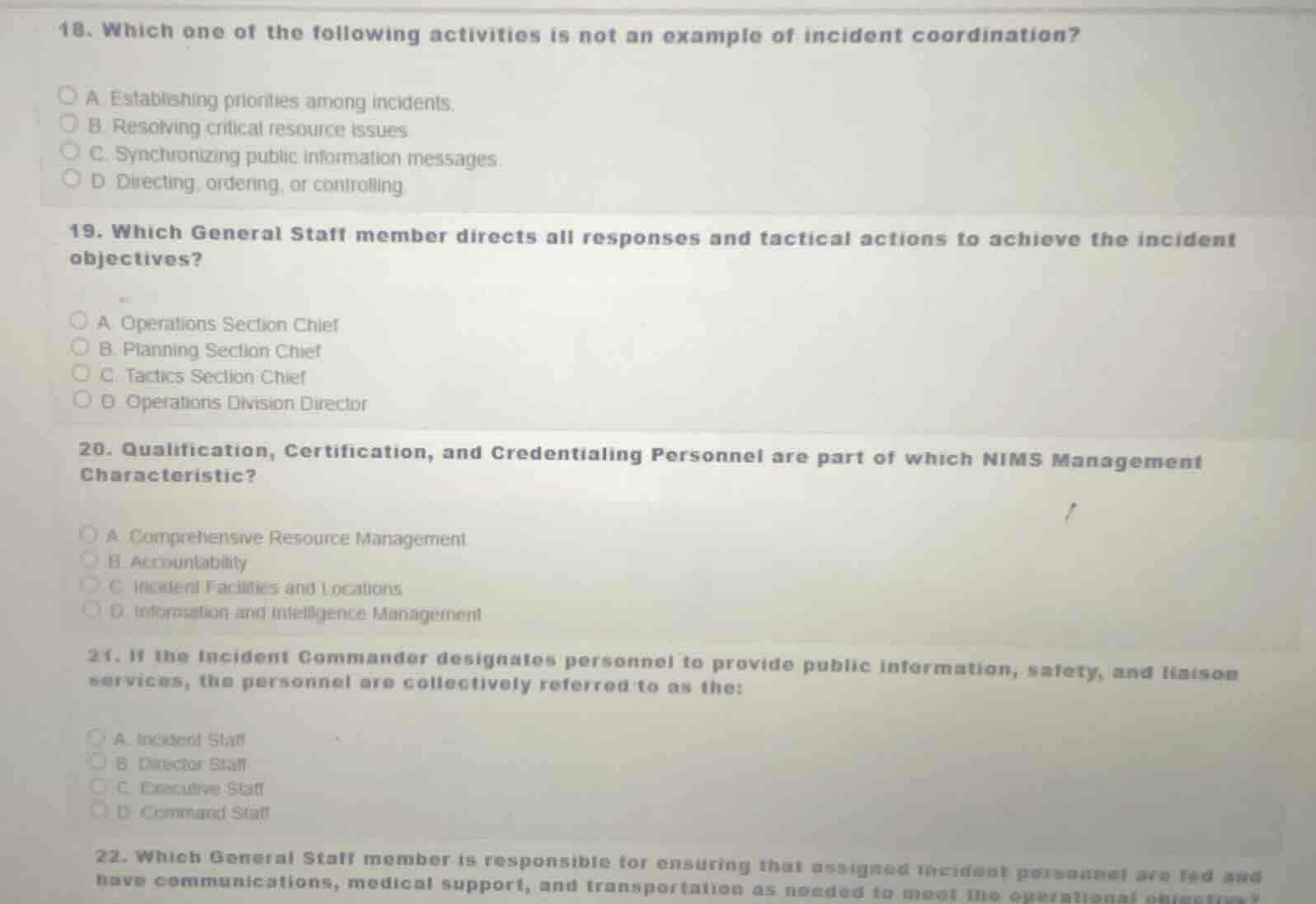 18. which one of the following activities is not an example of incident…