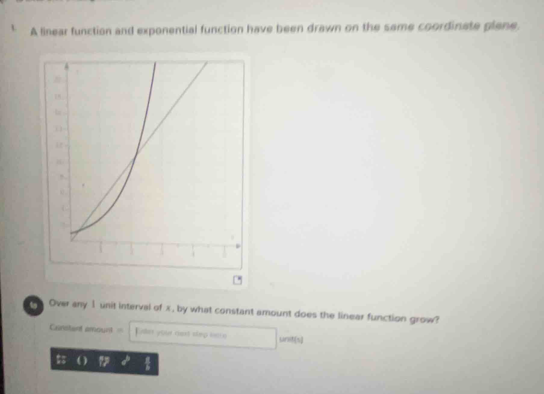 1 a linear function and exponential function have been drawn on the sam…