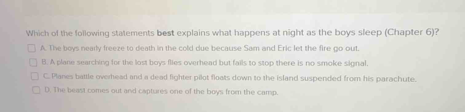 which of the following statements best explains what happens at night a…