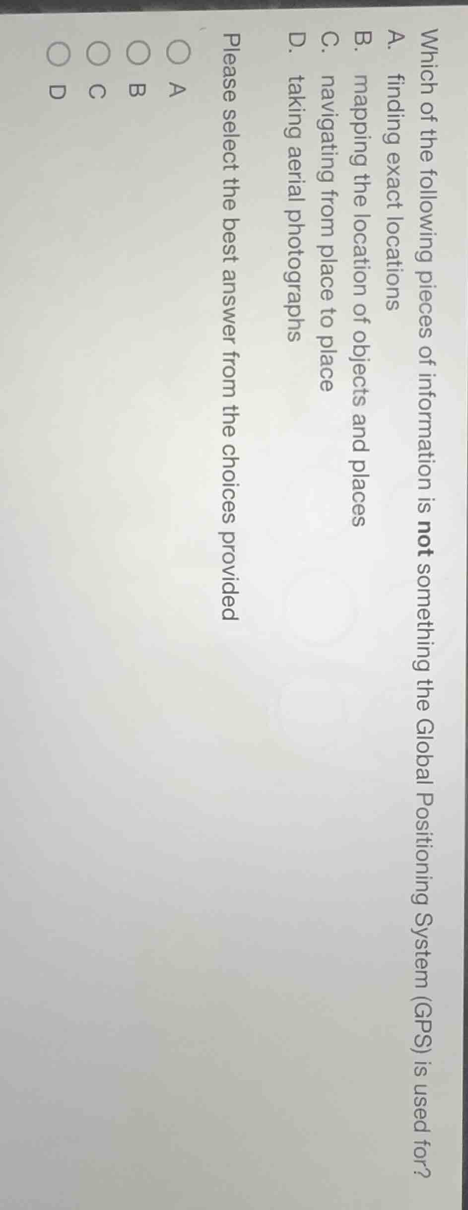 which of the following pieces of information is not something the globa…