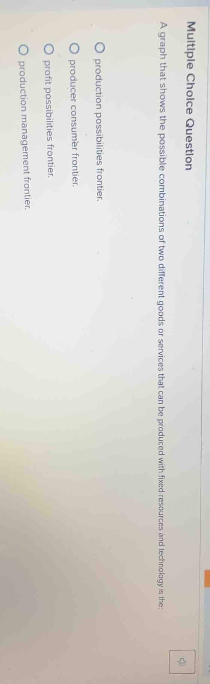 multiple choice question a graph that shows the possible combinations o…