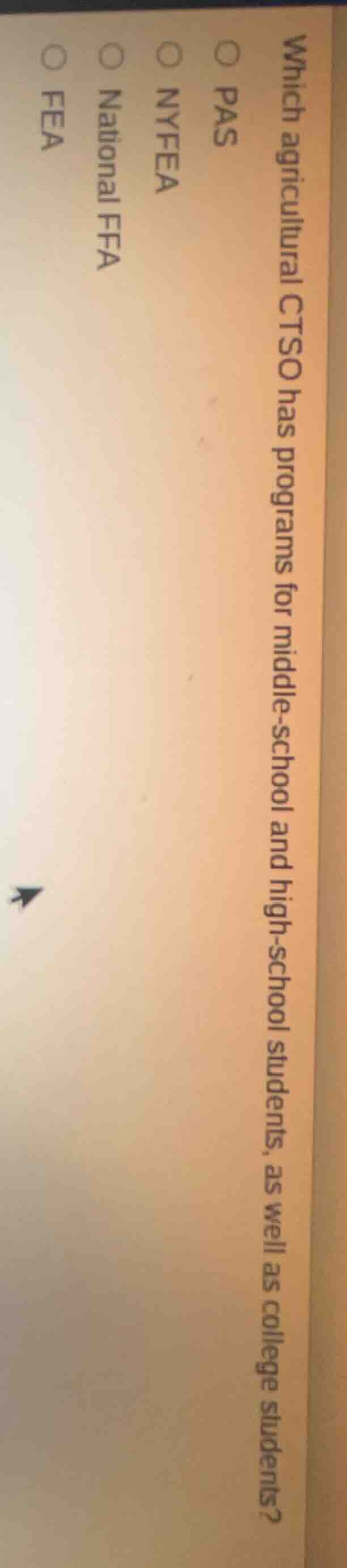 which agricultural ctso has programs for middle - school and high - sch…