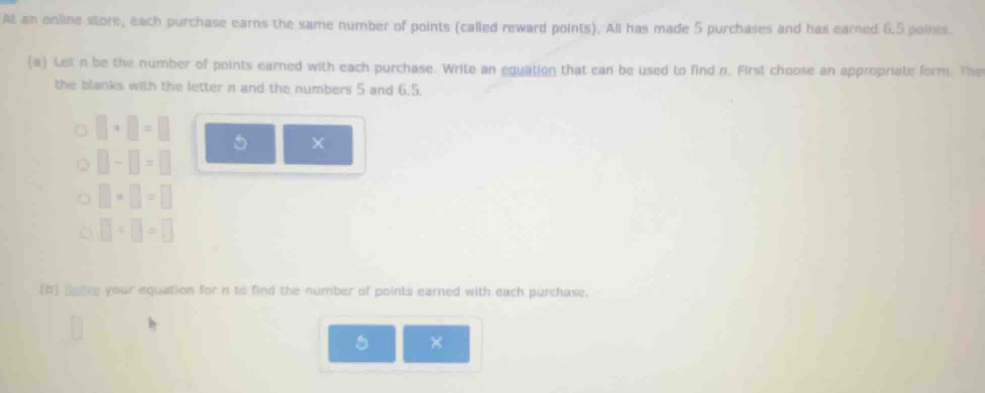 at an online store, each purchase earns the same number of points (call…