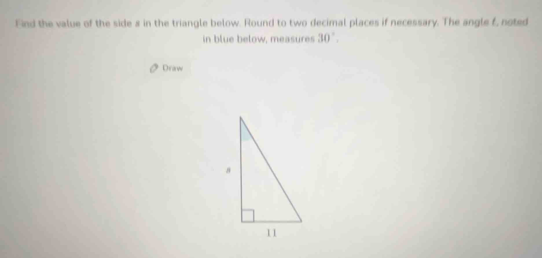 find the value of the side a in the triangle below. round to two decima…