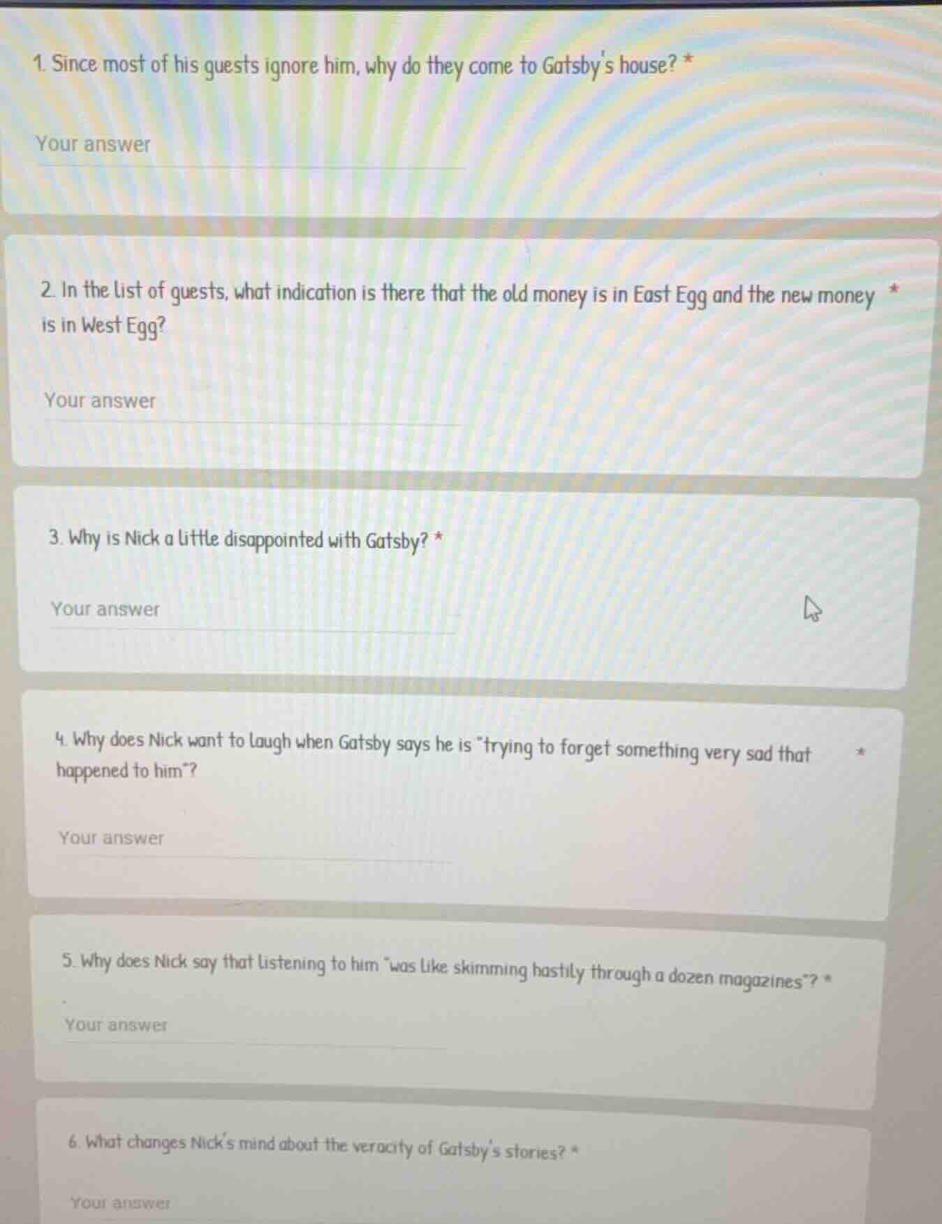 1. since most of his guests ignore him, why do they come to gatsbys hou…