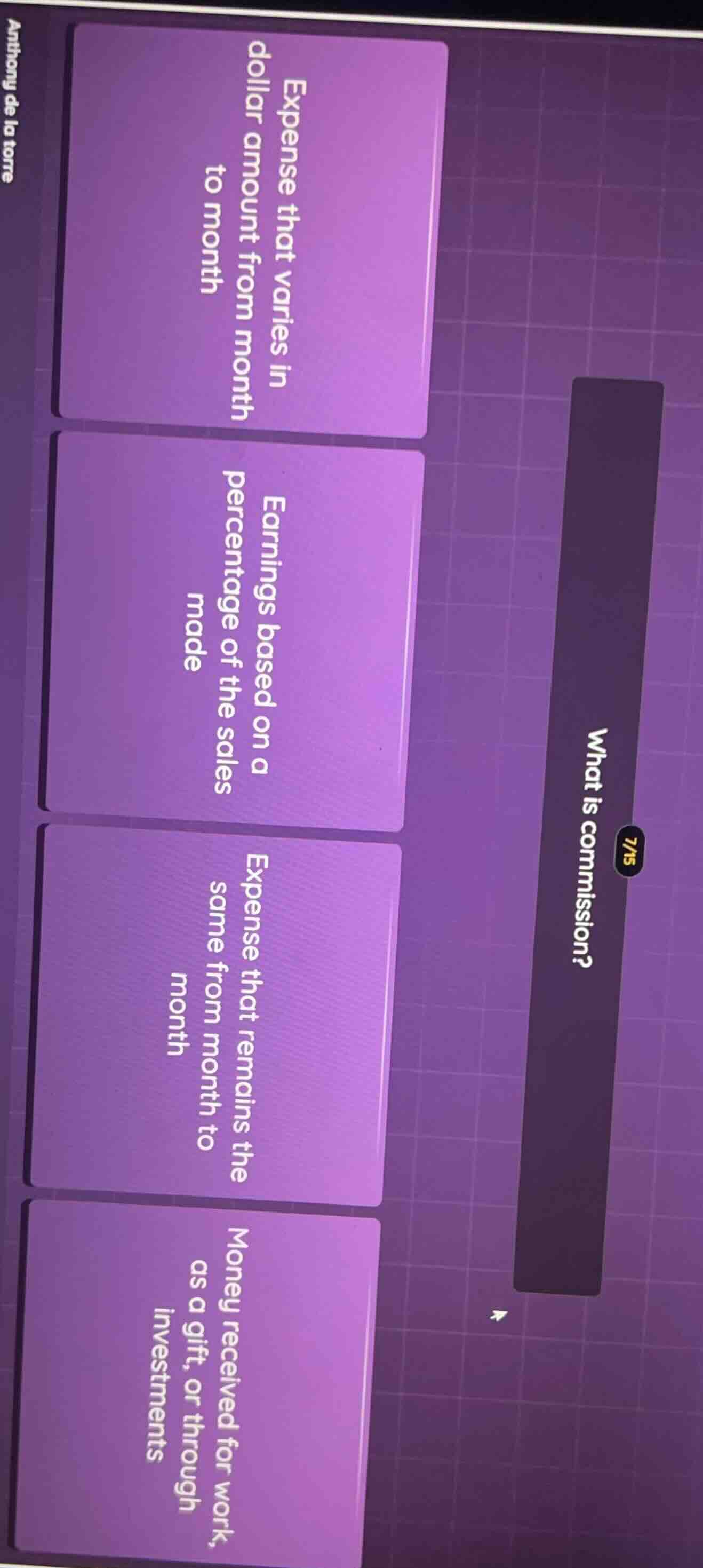 what is commission? expense that varies in dollar amount from month to …