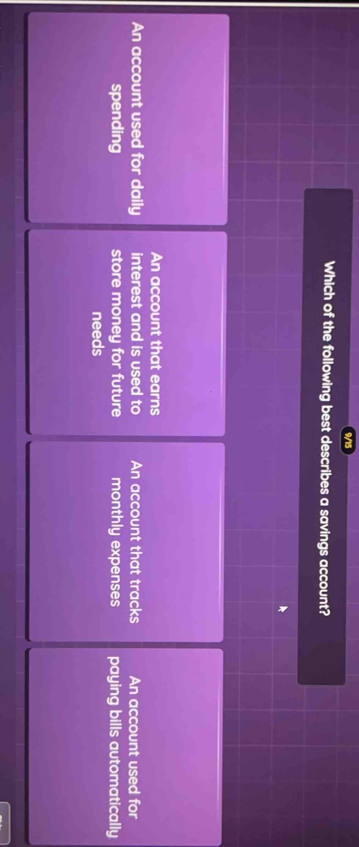 which of the following best describes a savings account? an account use…