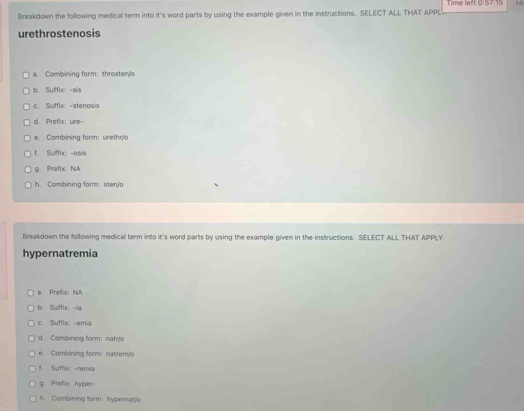 breakdown the following medical term into its word parts by using the e…