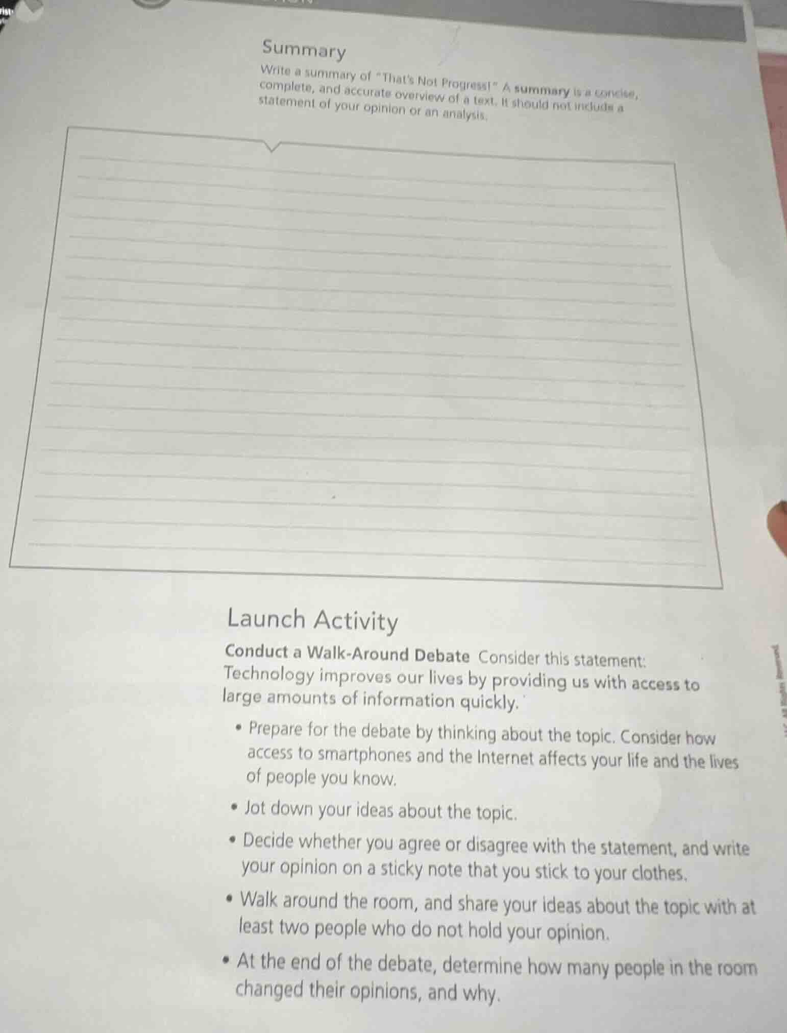 summary write a summary of \thats not progress!\ a summary is a concise…