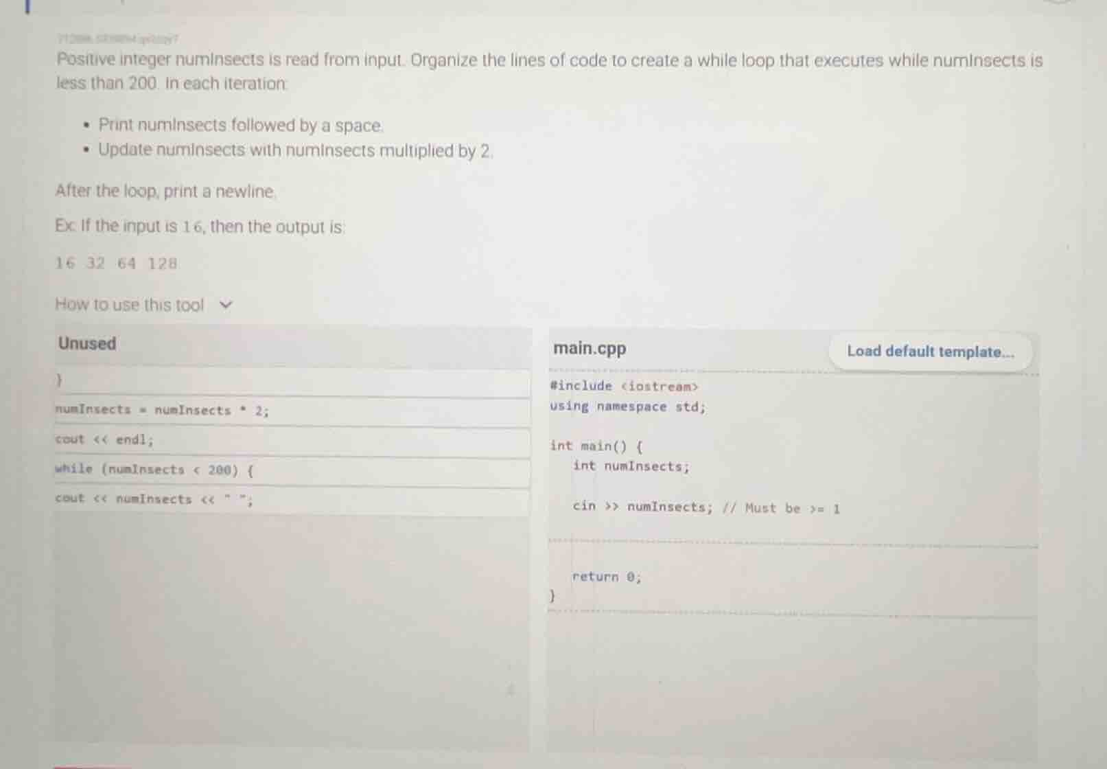 positive integer numinsects is read from input. organize the lines of c…