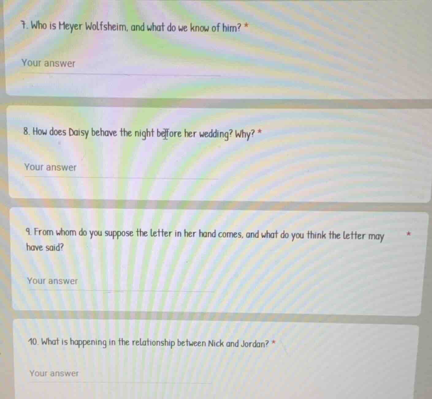 7. who is meyer wolfsheim, and what do we know of him? * your answer 8.…