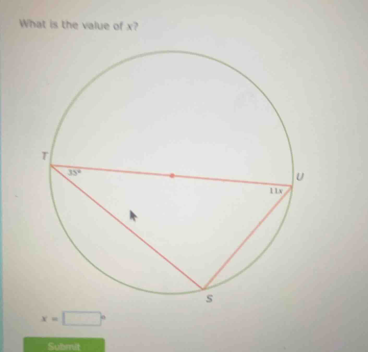 what is the value of x? x = \\square^\\circ submit