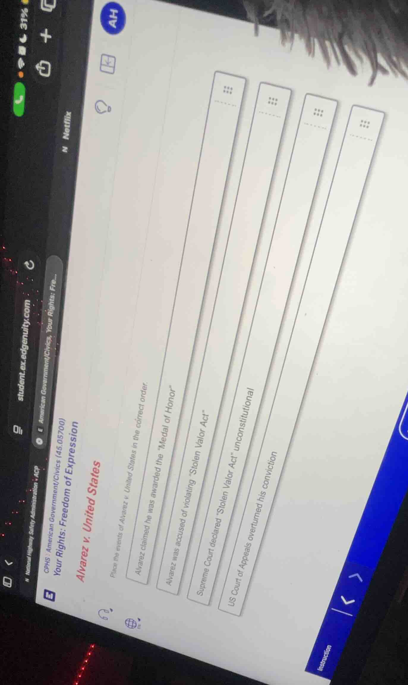 your rights: freedom of expression alvarez v. united states place the e…