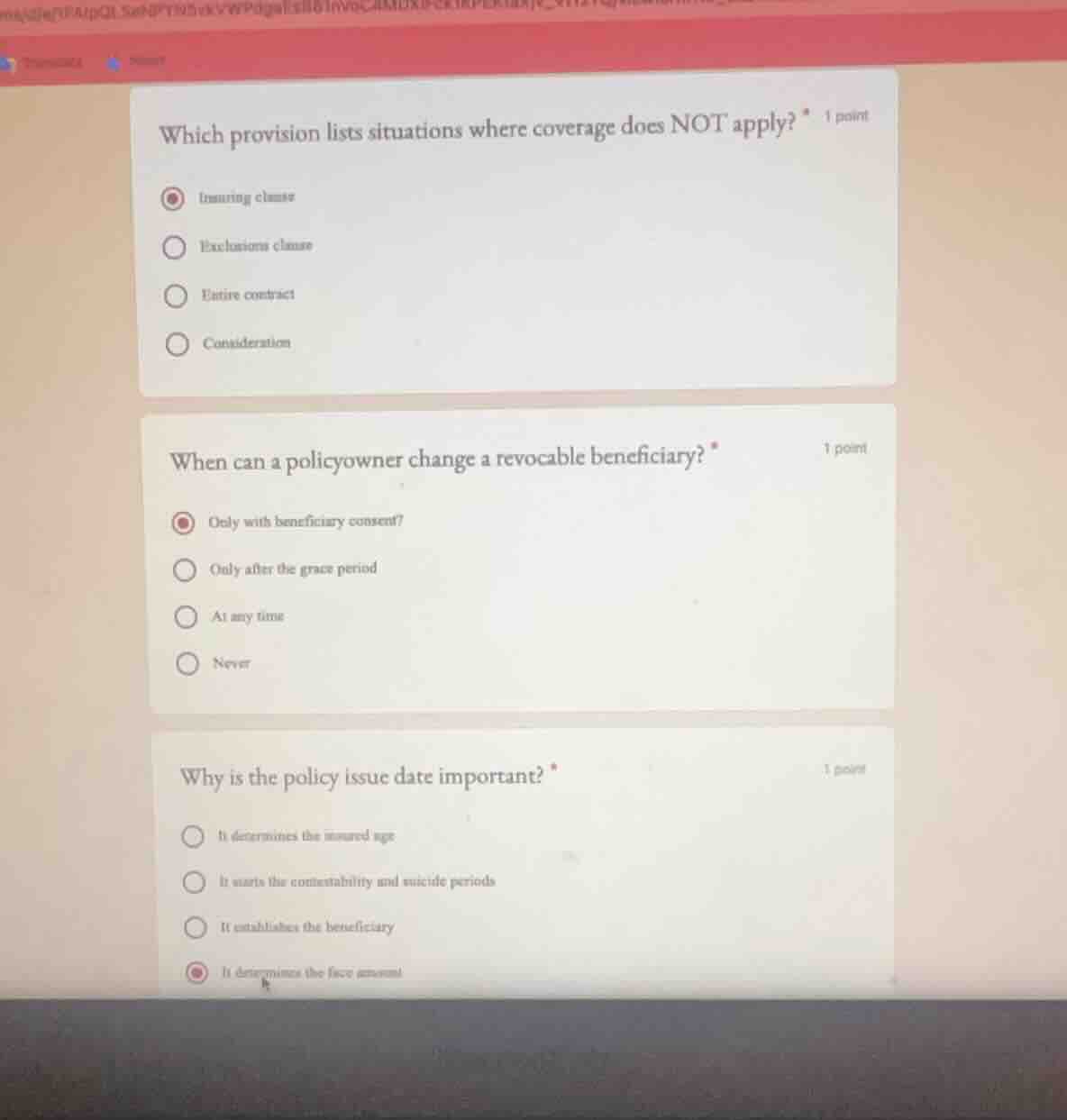 which provision lists situations where coverage does not apply? * 1 poi…