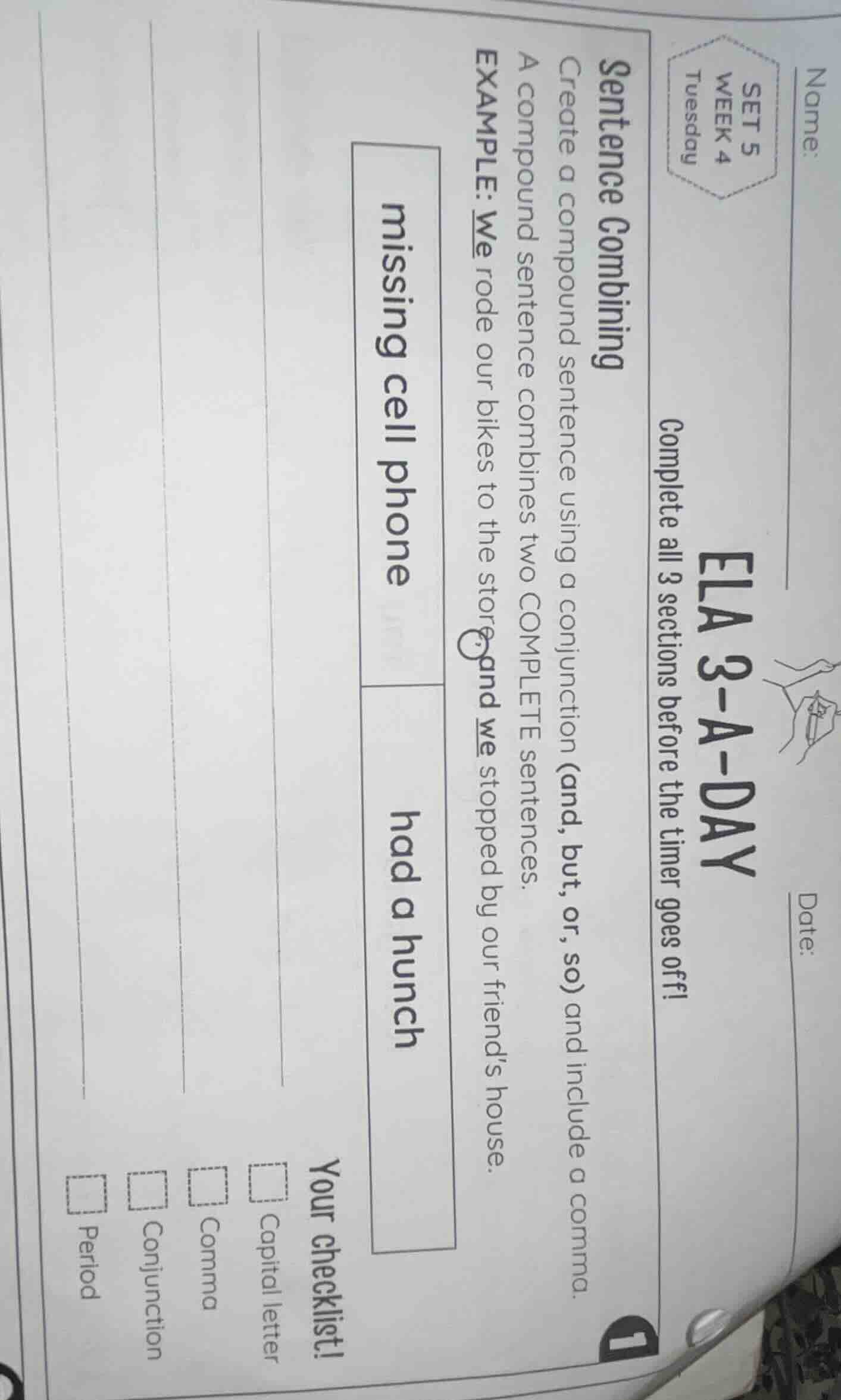 name: date: ela 3 - a - day set 5 week 4 tuesday complete all 3 section…