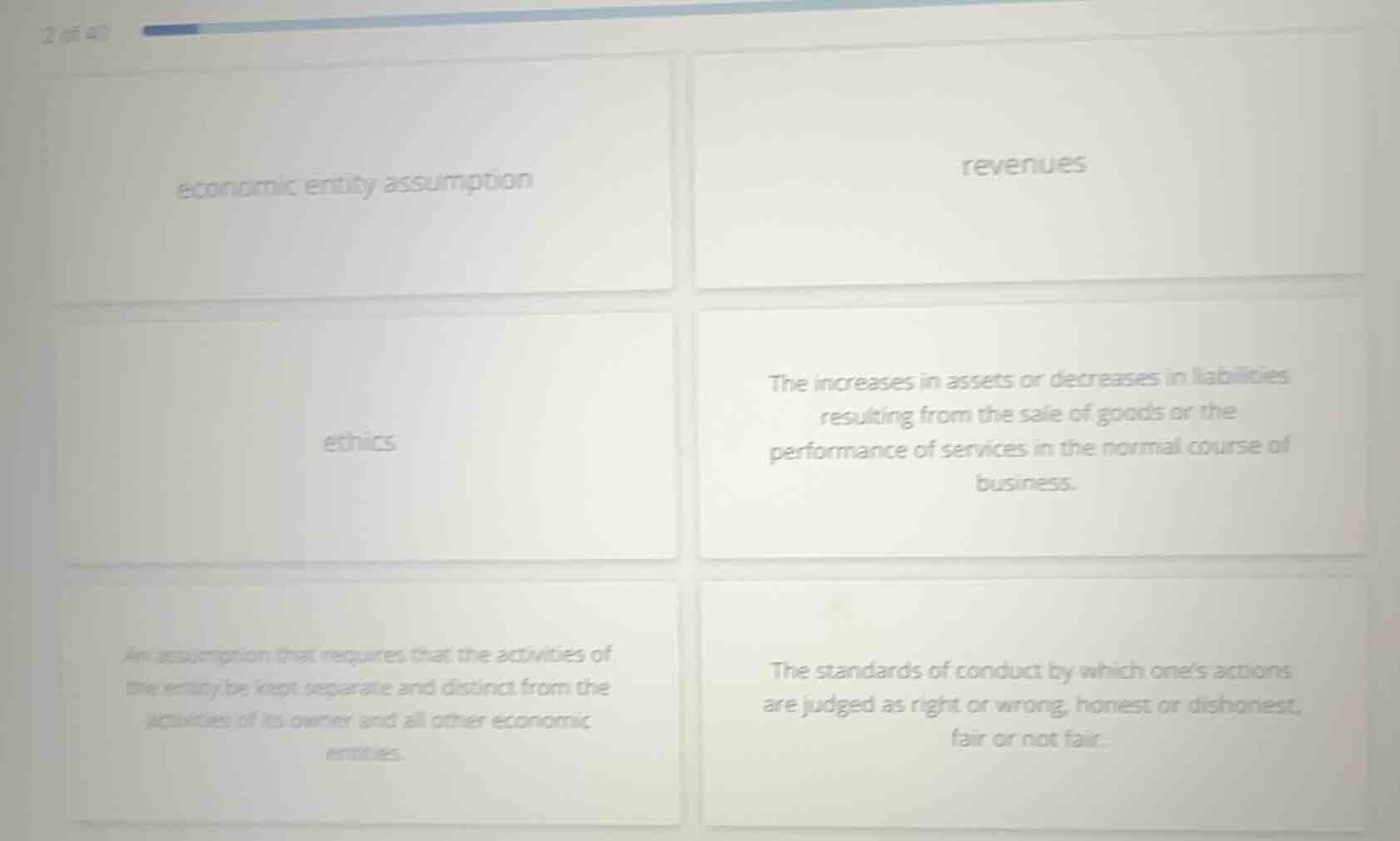 economic entity assumption revenues ethics the increases in assets or d…