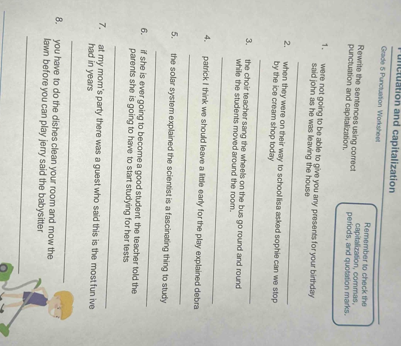punctuation and capitalization grade 5 punctuation worksheet rewrite th…