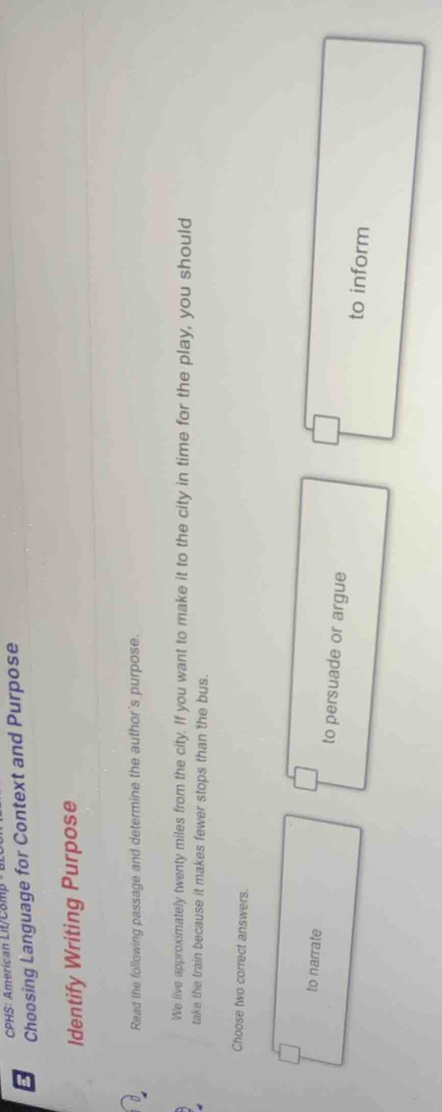 read the following passage and determine the author’s purpose. we live …