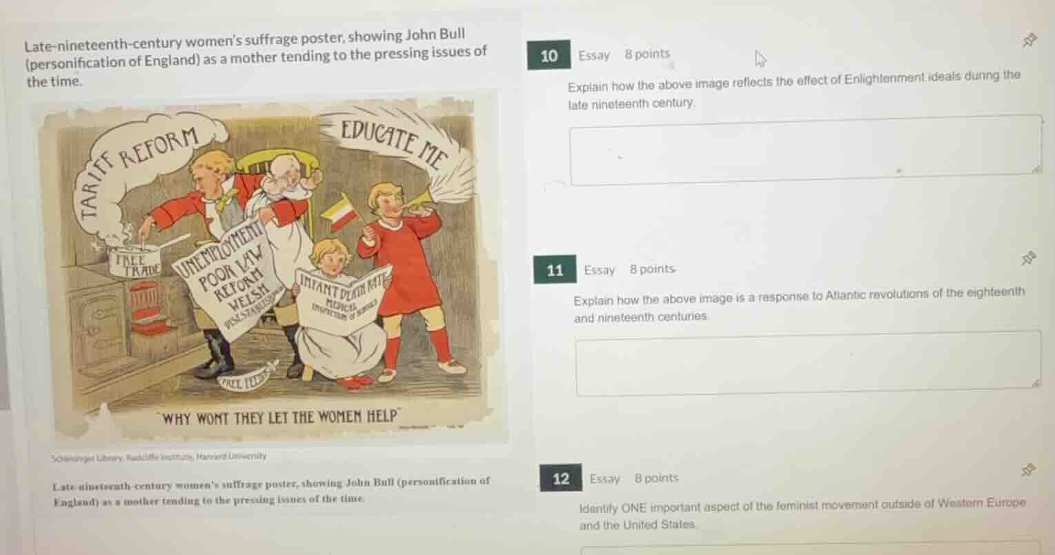 late - nineteenth - century women’s suffrage poster, showing john bull …