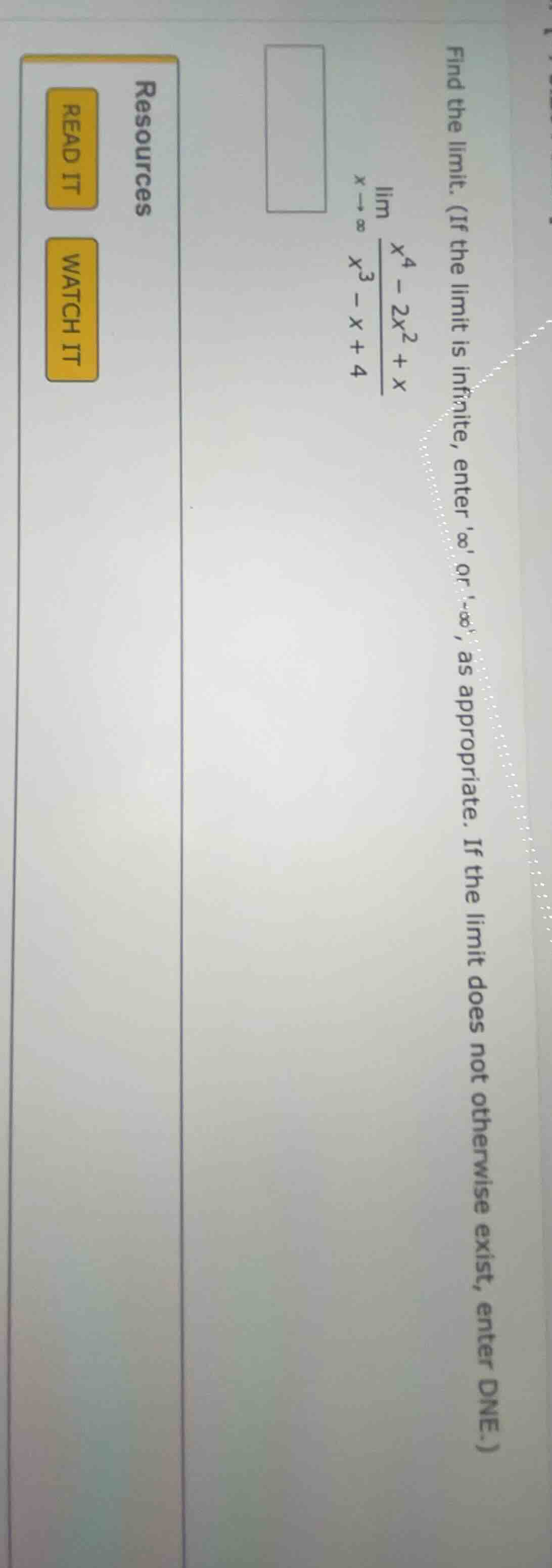 find the limit. (if the limit is infinite, enter ∞ or -∞, as appropriat…