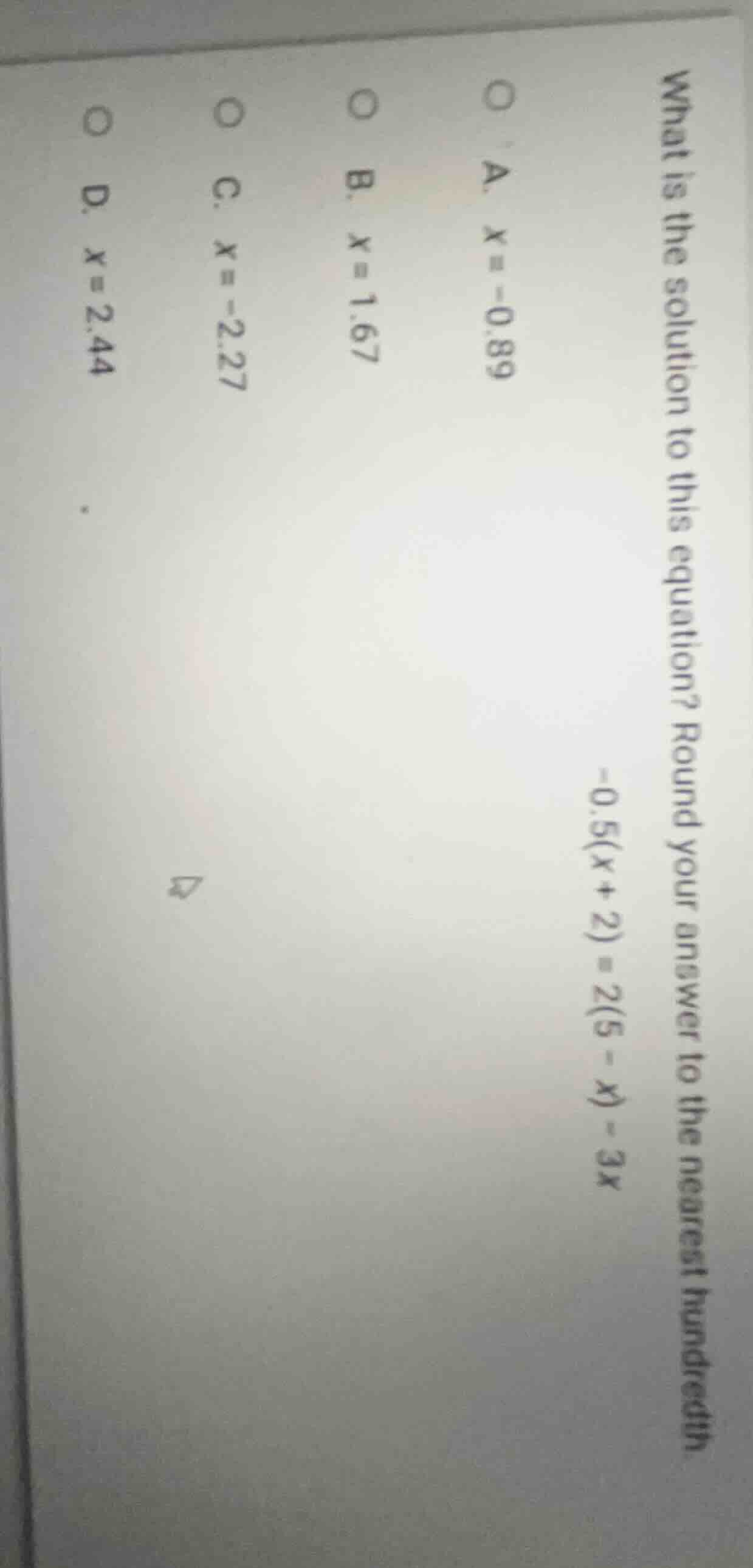 what is the solution to this equation? round your answer to the nearest…