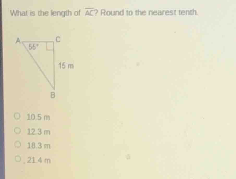 what is the length of $overline{ac}$? round to the nearest tenth. a 55°…