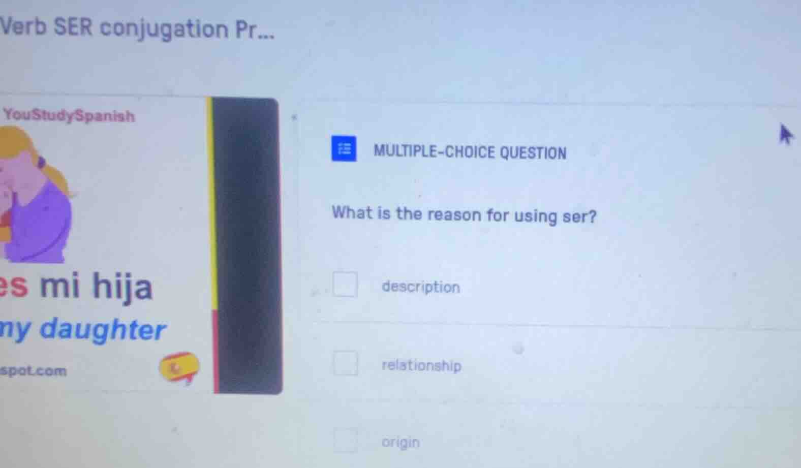 multiple-choice question what is the reason for using ser? description …
