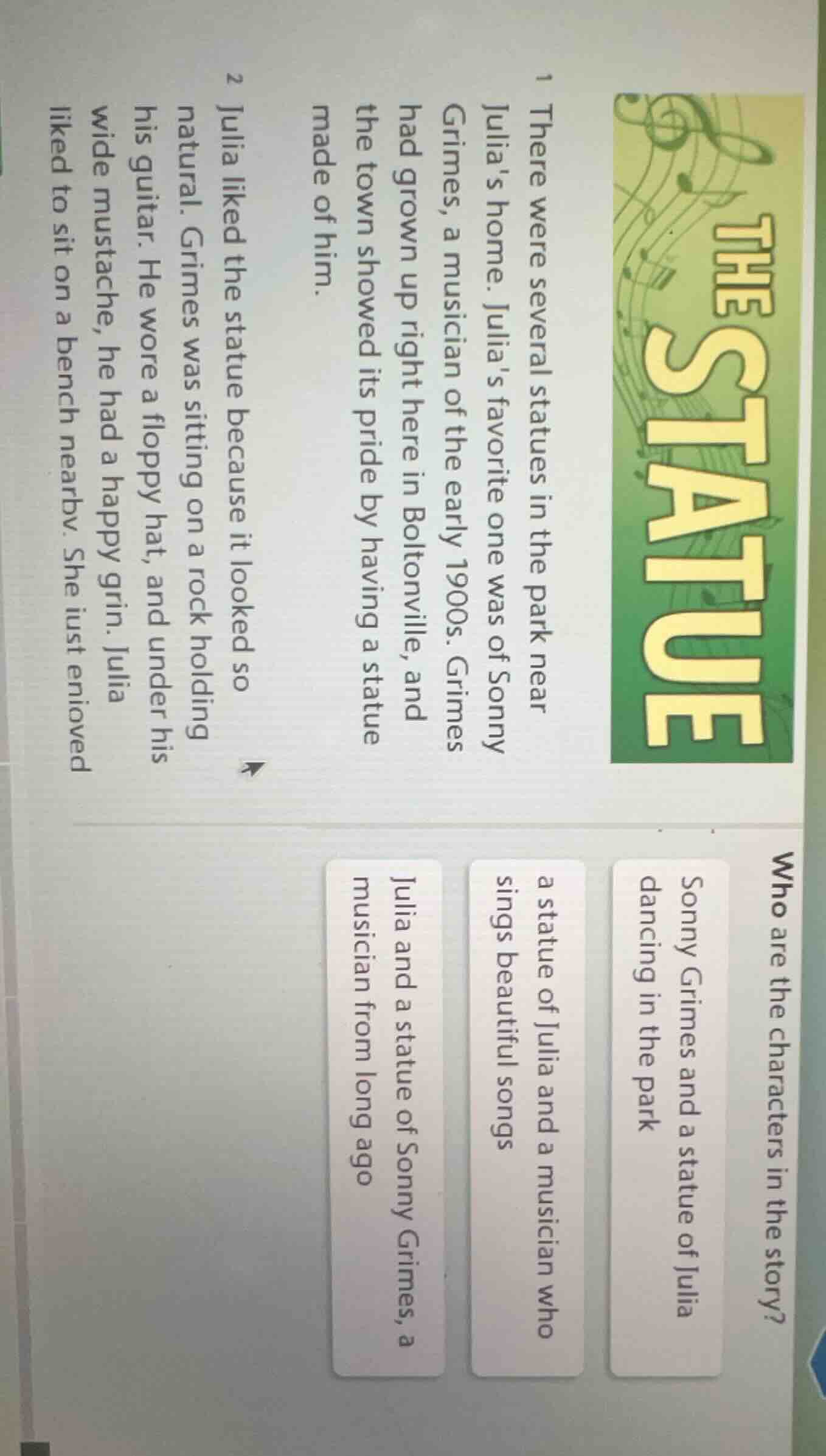 the statue 1 there were several statues in the park near julia’s home. …